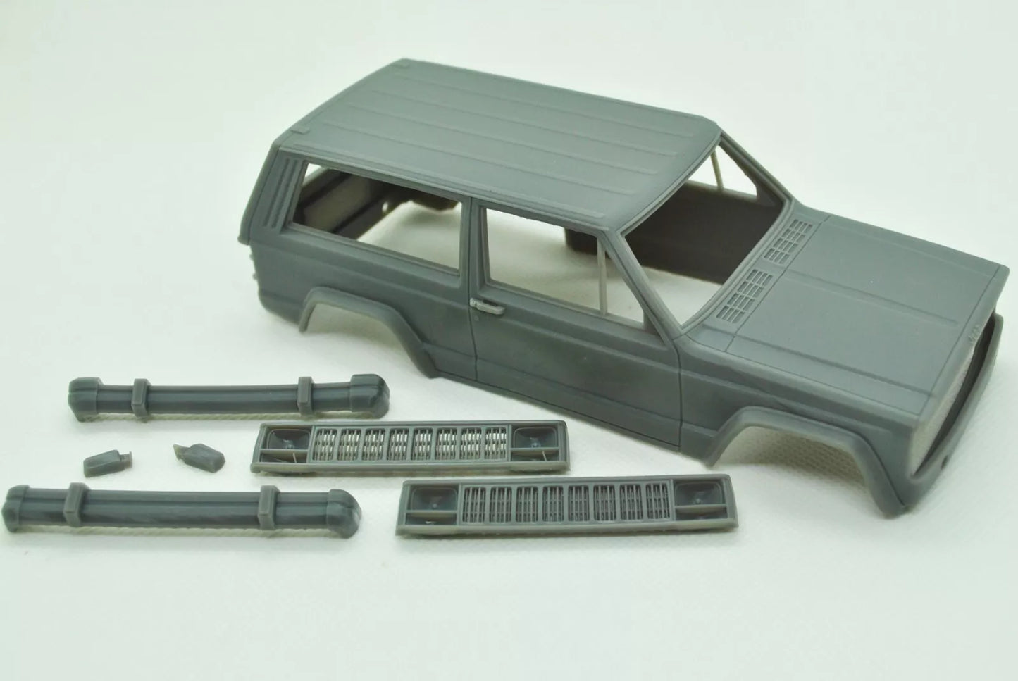 1/25 3D-Druckharz, NICHT GEGOSSEN, Bausatz Jeep Cherokee XJ 3-Türer, 1984